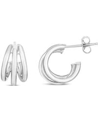 Tresorra - Sterling Triple Row Hoop Earrings- 14Mm X 8.8Mm - Lyst
