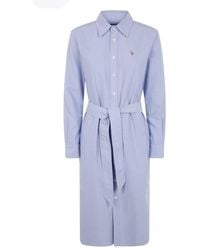 Polo Ralph Lauren - Polo Ralph Belted Cotton Oxford Shirt Dress - Lyst