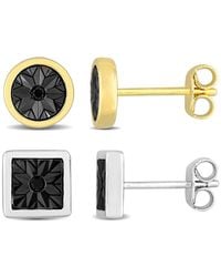 Amour - 2-Piece Set Of Square And Round Diamond Stud Earrings - Lyst