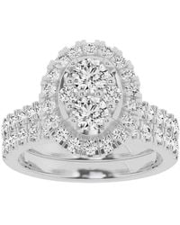 Brilliant Diamond - Lab Grown 2 Ctw Diamond Oval Bridal Set, Engagement Ring Set - Lyst
