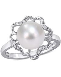 Amour - 9-9.5Mm Freshwater Cultured Pearl And Diamond-Accent Floral Cocktail Ring - Lyst
