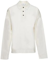 Ferragamo - Long-Sleeve Cotton Polo Shirt - Lyst