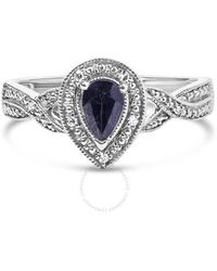 Haus of Brilliance - .925 Sterling Silver 6x4mm Pear Sapphire Gemstone With Diamond Accent Fashion Halo Ring - Lyst