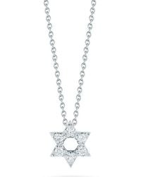 Roberto Coin - 18k White Gold Tiny Treasures Diamond Star Of David Necklace - Lyst