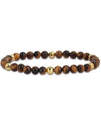 Amour - 19 1/5Ct Tgw Tiger Eye Plated Sterling Bead Bracelet - Lyst