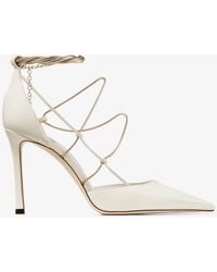 Jimmy Choo - Olesia 95Mm Chain-Embellished Leather Pumps, Brand Size 34 Us - Lyst