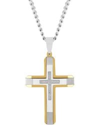 Robert Alton - 1/10Ctw Diamond Stainless Steel With Finish Cross Pendant - Lyst