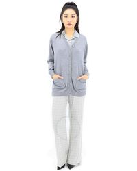 Burberry - Wool Cardigan Detail Silk Jersey Shirt - Lyst
