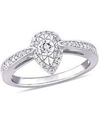 Amour - 1/3 Ct Tw Diamond Teardrop Halo Ring - Lyst