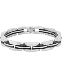 Robert Alton - Stainless Steel With Finish Center Link Bracelet - Lyst