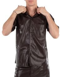 Nanushka - Bodil Short Sleeve Leather Shirt - Lyst