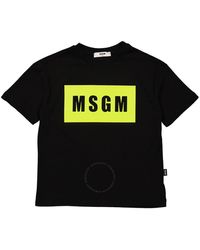 MSGM - Boys Nero-giallo Fluo Logo T-shirt - Lyst