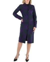 Burberry - Long Sleeved Checked Wool Shirt Dress, Brand Size 6 (Us - Lyst