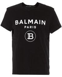 Balmain - Flock Logo Embossed Cotton T Shirt - Lyst