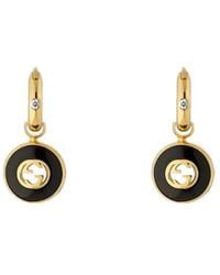 Gucci - Interlocking 18Ct Onyx Hoop Earrings Ybd786563001 - Lyst