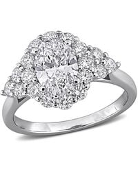 Created Forever - 2 1/4Ct Tgw Oval And Round-Cut Lab Grown Diamond Halo Engagement Ring - Lyst