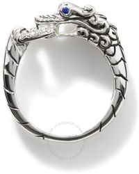 John Hardy - Legends Naga Pave Silver Blue Sapphire & 0.04ct Diamond Ring - Lyst