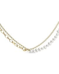 Haus of Brilliance - 18K Vermeil Cultured Pearl Strand Necklace With Rolo And Paperclip Chain - Lyst