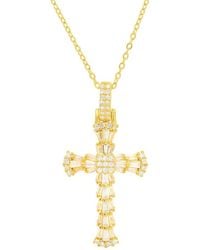 Kylie Harper - 14K Over Baguette-Cut Cubic Zirconia Cz Cross Pendant - Lyst