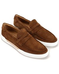 Tod's - Suede Gomma Penny Loafers - Lyst