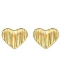 Tresorra - 14K Puffy Ridged Heart Stud Earrings - Lyst