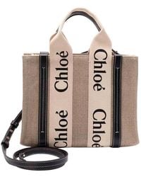 Chloé - Woody Small Linen Tote Bag - Lyst