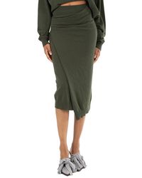KENZO - Ladies Dark Khaki Merino Wool Wrap Skirt - Lyst