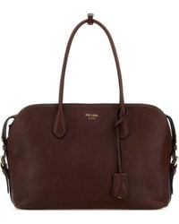 Prada - Chocolate Leather Large Shopping Bag - Lyst