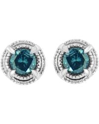Haus of Brilliance - 925 Sterling 1/2 Cttw Treated Diamond Modern 4-Prong Solitaire Milgrain Stud Earrings - Lyst