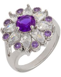 Bertha - Juliet Collection 's 18k Wg Plated Purple Floral Statement Fashion Ring - Lyst