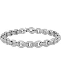 Robert Alton - 1/2Ctw Diamond Stainless Steel Oval Link Bracelet - Lyst