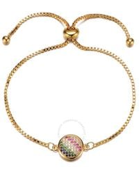 Rachel Glauber - 14k Gold Plated Multi Color Cubic Zirconia Adjustable Bracelet - Lyst