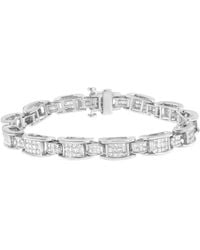 Haus of Brilliance - 14k White Gold 5.0 Cttw Princess Cut Diamond Invisible Set Alternating Size D Shaped Links Tennis Bracelet - Lyst