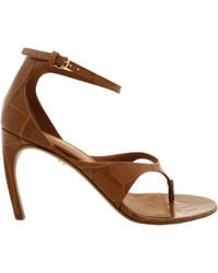 Ferragamo - Zoele 85 Croc-Embossed Leather Sandals - Lyst