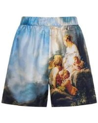 Roberto Cavalli - Graphic Print Silk Shorts, Brand Size 44 Us - Lyst