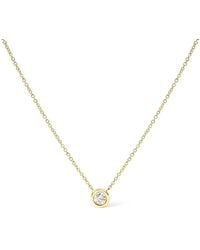Haus of Brilliance - 10K 1/3 Carat Round-Cut Diamond Modern Bezel-Set Solitaire 16"-18" Pendant Necklace - Lyst