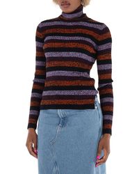 Ganni - Merino-Rib Open Back Sprayed Highneck Jumper - Lyst