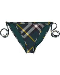 Burberry - Checked Side-Tied Bikini Bottoms - Lyst