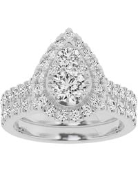 Brilliant Diamond - Lab Grown 2 Ctw Diamond Pear Bridal Set, Engagement Ring Set - Lyst