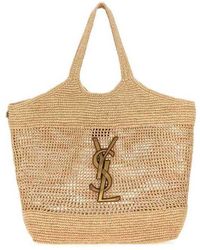 Saint Laurent - Raffia Maxi Icare Shopping Bag Naturale Borse A Mano - Lyst