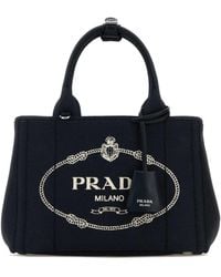 Prada - Dark Blue Canvas Small Jardinière Handbag - Lyst