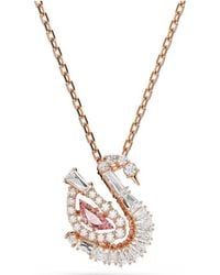 Swarovski - Mixed Cut Swan Pendant Necklace - Lyst