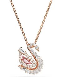 Swarovski - Mixed Cut Swan Pendant Necklace - Lyst