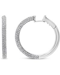 Haus of Brilliance - 18k White Gold 2 1/3 Cttw Pave Set Diamond Semi Eternity Leverback Hoop Earrings - Lyst