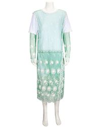 Burberry Green And White Embroidered Tulle Dress, Brand
