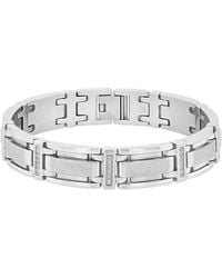 Robert Alton - 1/4 Ctw Frozen Finish Stainless Steel Diamond Link Bracelet - Lyst
