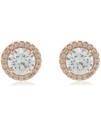 Swarovski - Constella Rose-Tone Plated Round Cut Stud Earrings - Lyst