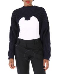 Burberry - Ink Cable Knit Open-front Jumper - Lyst
