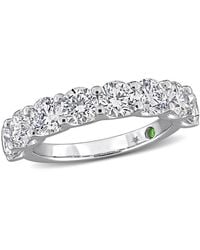 Created Forever - 3Ct Tdw Lab-Created Diamond And Tsavorite Accent Semi-Eternity Ring - Lyst