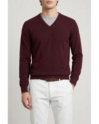 Brunello Cucinelli - Dark Wool V Neck Sweater, Brand Size 48 (Us - Lyst